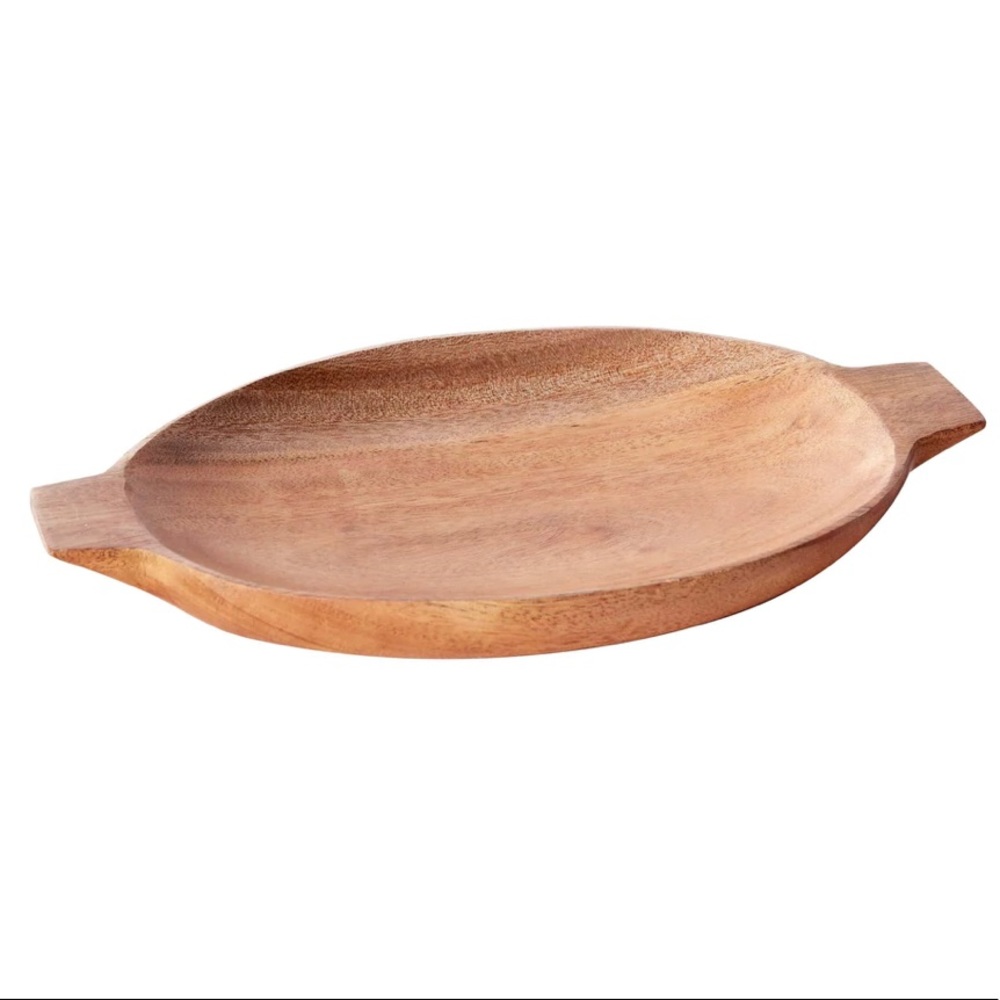 Neem Oval Wood Tray with Handles from India